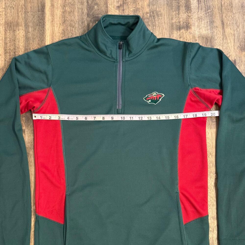 Minnesota Wild Pullover Hockey NHL 1/4 Zip Embroidered Mesh Size Unisex Medium - Picture 5 of 10